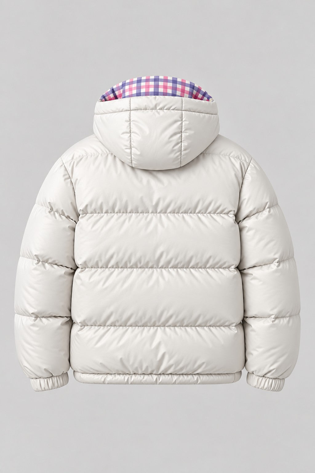 Recordunknown ice white puffer jacket, plain back view