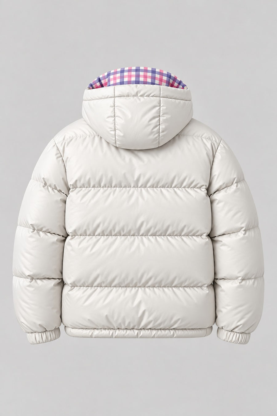 Recordunknown ice white puffer jacket, plain back view