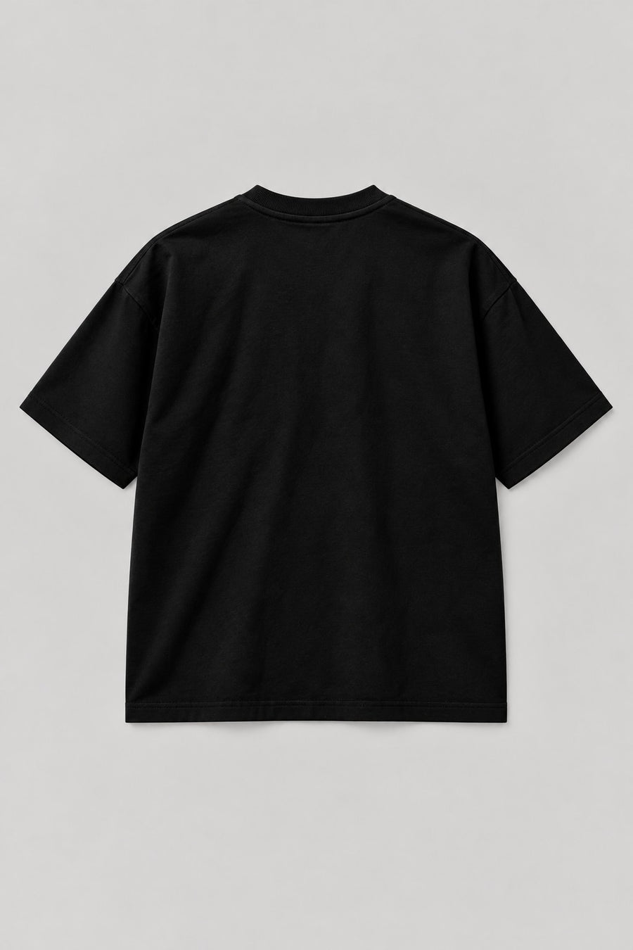 Recordunknown black stacked tee, plain back view