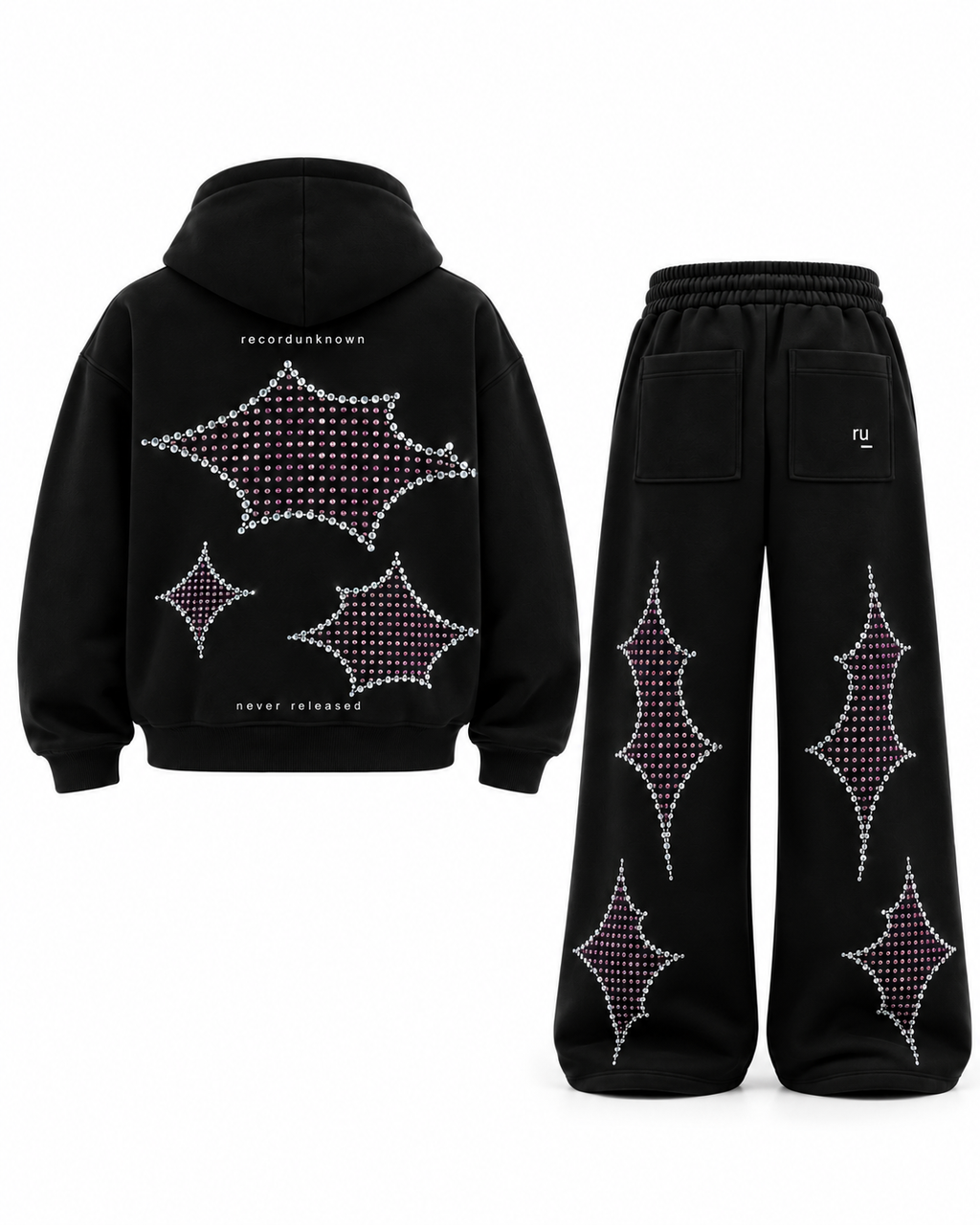 Side A Rhinestone Tracksuit, Black Sparkle