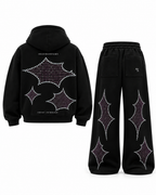 Side A Rhinestone Tracksuit, Black Sparkle