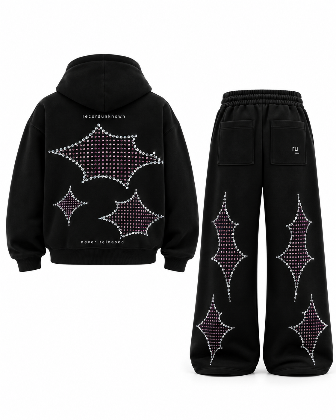 Side A Rhinestone Tracksuit, Black Sparkle