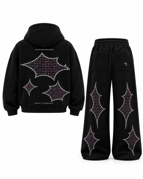 Side A Rhinestone Tracksuit, Black Sparkle