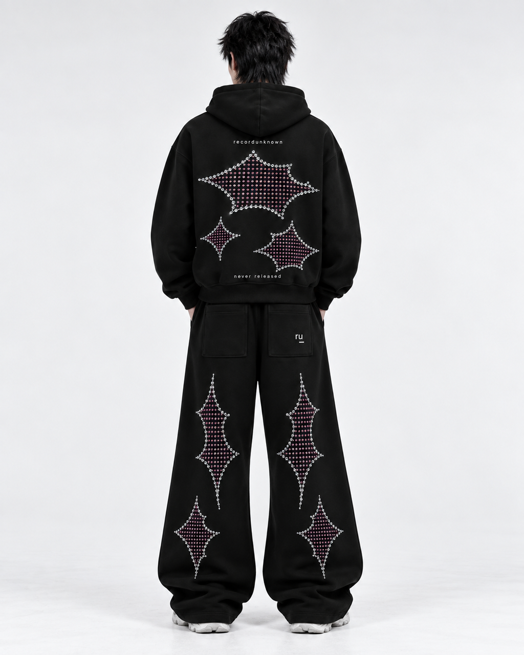 Side A Rhinestone Tracksuit, Black Sparkle