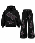 Side A Rhinestone Tracksuit, Black Sparkle