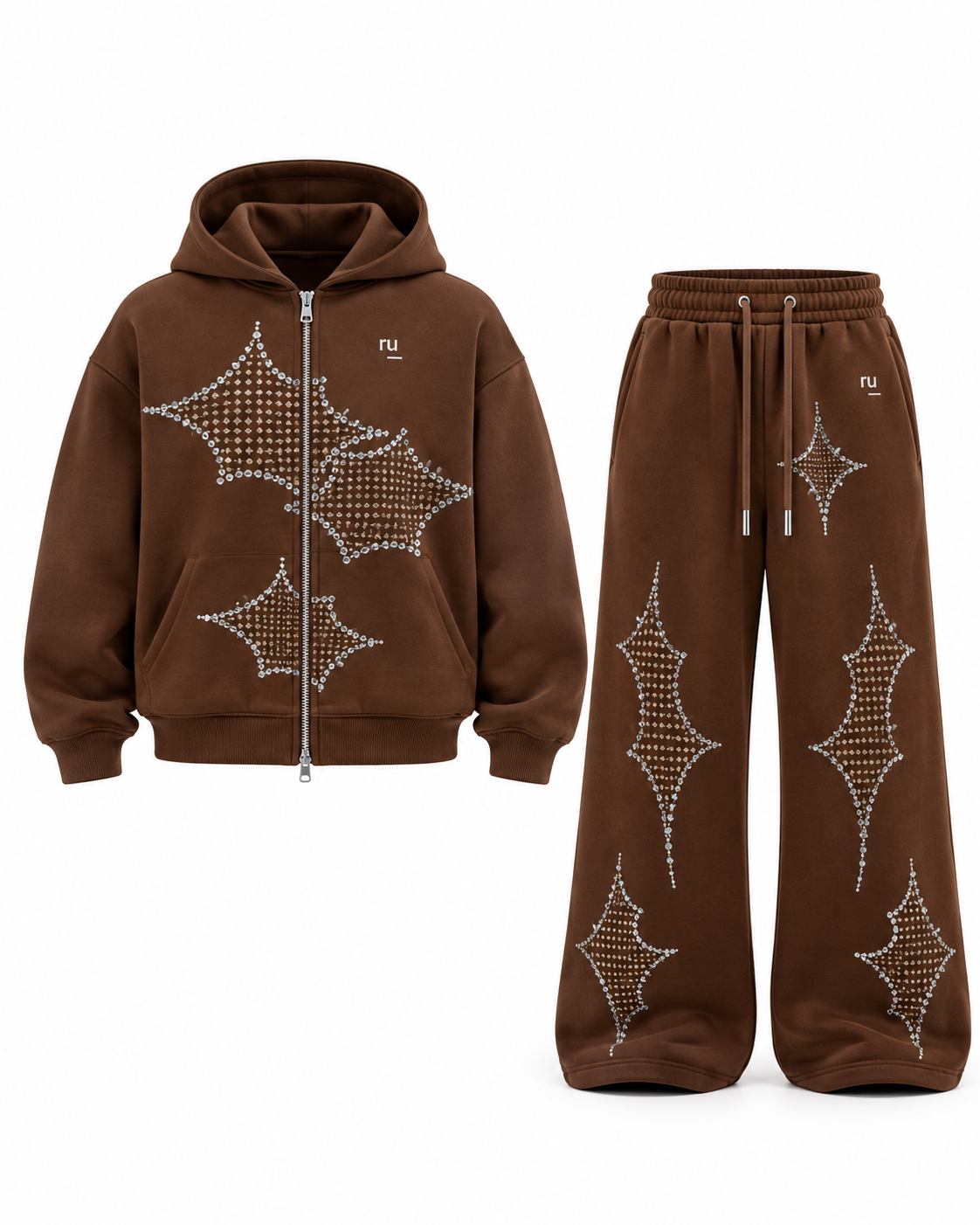Side A Rhinestone Tracksuit, Chocolate