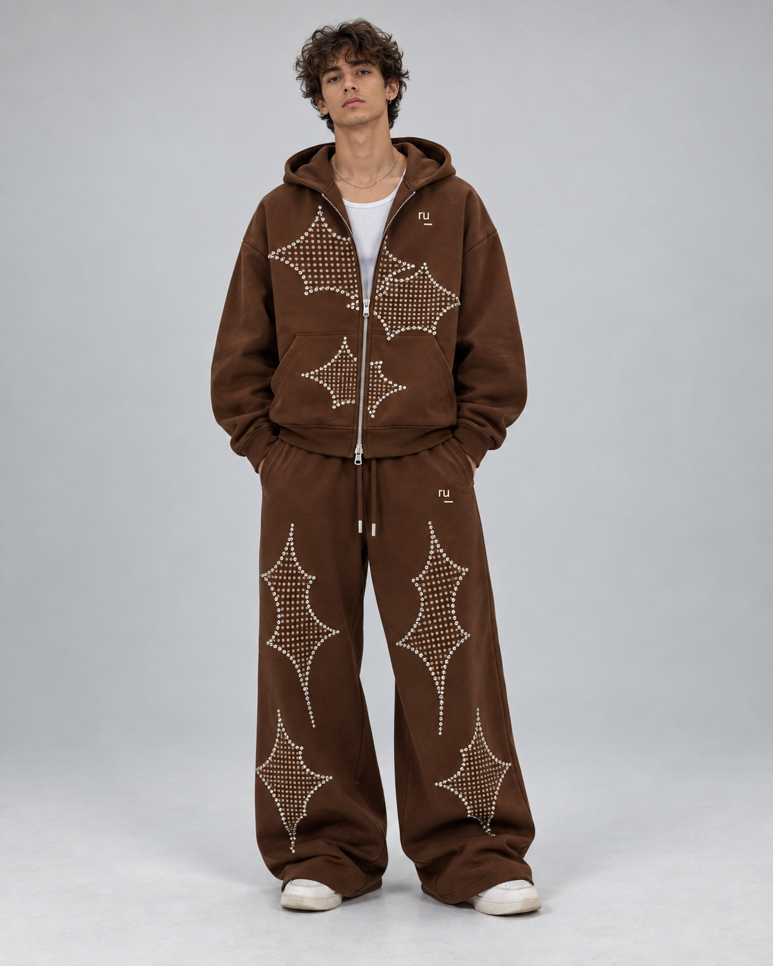 Side A Rhinestone Tracksuit, Chocolate