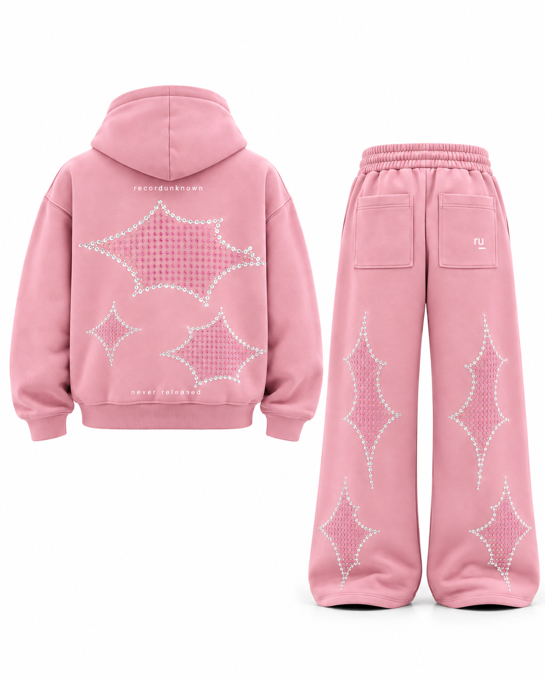 Side A Rhinestone Tracksuit, Tonal Pink