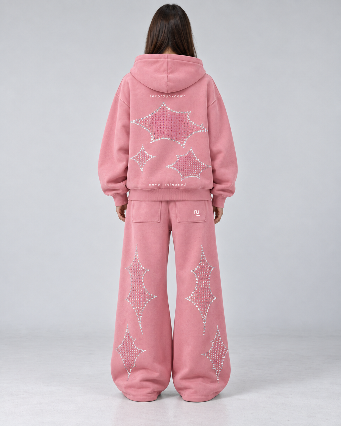Side A Rhinestone Tracksuit, Tonal Pink